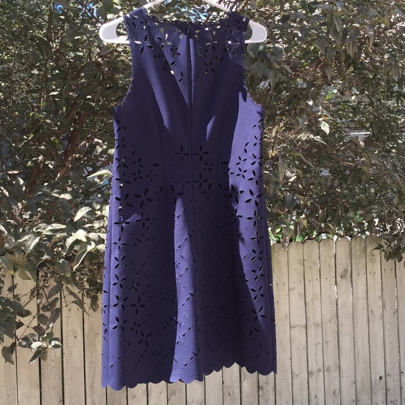 {J Crew} Size 4, Navy Laser Cut Sheath Dress - Picture 3 of 7